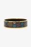 Hermes Gold Tone Black/Multicolour Enamel Leopard Print Bangle
