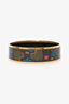 Hermes Gold Tone Black/Multicolour Enamel Leopard Print Bangle