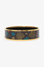 Hermes Gold Tone Black/Multicolour Enamel Leopard Print Bangle