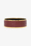 Hermès Gold Tone/Burgundy Enamel Wide Bangle