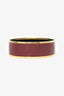 Hermès Gold Tone/Burgundy Enamel Wide Bangle