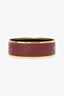 Hermès Gold Tone/Burgundy Enamel Wide Bangle