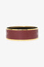 Hermès Gold Tone/Burgundy Enamel Wide Bangle