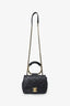 Pre-Loved Chanel™ 2019 Black Lambskin Quilted Mini In The Loop Circular Handle Bag
