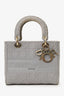 Christian Dior 2020 Grey Cannage Embroidered Canvas Medium Lady D-Lite With Strap