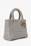 Christian Dior 2020 Grey Cannage Embroidered Canvas Medium Lady D-Lite With Strap