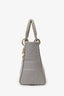 Christian Dior 2020 Grey Cannage Embroidered Canvas Medium Lady D-Lite With Strap