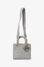 Christian Dior 2020 Grey Cannage Embroidered Canvas Medium Lady D-Lite With Strap
