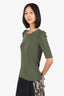 Veronica Beard Green Ribbed Puff Sleeve Top Size S