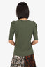 Veronica Beard Green Ribbed Puff Sleeve Top Size S