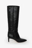 Paris Texas Black Croc Embossed Stiletto 60 Tall Boots Size 38