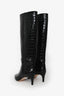 Paris Texas Black Croc Embossed Stiletto 60 Tall Boots Size 38