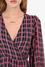 Ganni Black/Pink Check Wrap Mini Dress Size 36