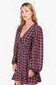 Ganni Black/Pink Check Wrap Mini Dress Size 36
