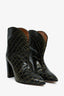 Paris Texas Croc Black/Gold Croc Embossed Ankle Boots Size 39