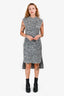Intermix Grey Wool Blend Knit Mock Neck Sleeveless Sweater Dress Size P