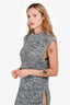 Intermix Grey Wool Blend Knit Mock Neck Sleeveless Sweater Dress Size P