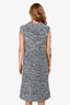 Intermix Grey Wool Blend Knit Mock Neck Sleeveless Sweater Dress Size P