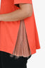 Sacai Orange Pleated Zip Side T-Shirt Size 4