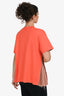 Sacai Orange Pleated Zip Side T-Shirt Size 4