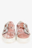 Roger Vivier Pink Velvet Crystal Velcro Buckle Sneakers Size 38