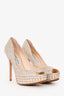Jimmy Choo Crystal Embellished 'Kendall' Peep-Toe Platform Heels Size 37.5