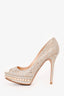 Jimmy Choo Crystal Embellished 'Kendall' Peep-Toe Platform Heels Size 37.5