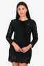 Sandro Dark Green Sheer Lace Bow Detail Long-Sleeved Mini Dress Size 2