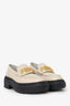 Fendi White Leather Fendigraphy Lug Sole Loafers Size 39