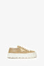 Prada Gold Metallic Satin/Leather Crystal Embellishments Sneakers Size 39