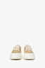 Prada Gold Metallic Satin/Leather Crystal Embellishments Sneakers Size 39