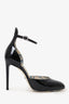 Gucci Black Patent Daisy Ankle Strap Pumps Size 38.5
