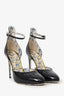 Gucci Black Patent Daisy Ankle Strap Pumps Size 38.5