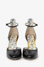 Gucci Black Patent Daisy Ankle Strap Pumps Size 38.5