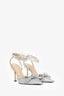 Mach & Mach Silver Glittered Bow Strappy Mules Size 39