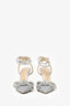 Mach & Mach Silver Glittered Bow Strappy Mules Size 39