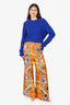 Casablanca Orange Silk Printed Wide Leg Pants Size 40