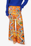 Casablanca Orange Silk Printed Wide Leg Pants Size 40
