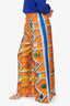 Casablanca Orange Silk Printed Wide Leg Pants Size 40