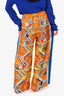 Casablanca Orange Silk Printed Wide Leg Pants Size 40