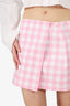 Prada Pink/White Gingham Check Wrap Mini Skirt Size 44