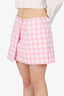 Prada Pink/White Gingham Check Wrap Mini Skirt Size 44