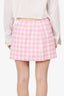 Prada Pink/White Gingham Check Wrap Mini Skirt Size 44