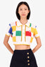 Casablanca Multicolour Check Crochet Polo Size L