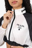 Prada White/Black Re-Nylon Logo Cropped Zip Windbreaker Jacket Size 42