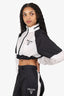 Prada White/Black Re-Nylon Logo Cropped Zip Windbreaker Jacket Size 42