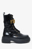 Fendi Black Leather Fendigraphy Combat Boots Size 37