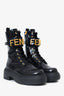 Fendi Black Leather Fendigraphy Combat Boots Size 37