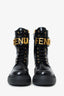 Fendi Black Leather Fendigraphy Combat Boots Size 37