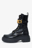 Fendi Black Leather Fendigraphy Combat Boots Size 37